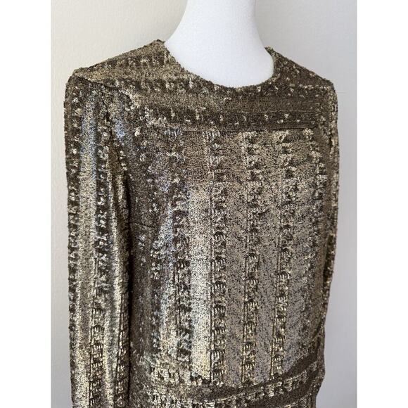 NWT Zadig & Voltaire Roysee Sequins Mini Dress Gold Bronze Long Sleeve Medium - Picture 6 of 16